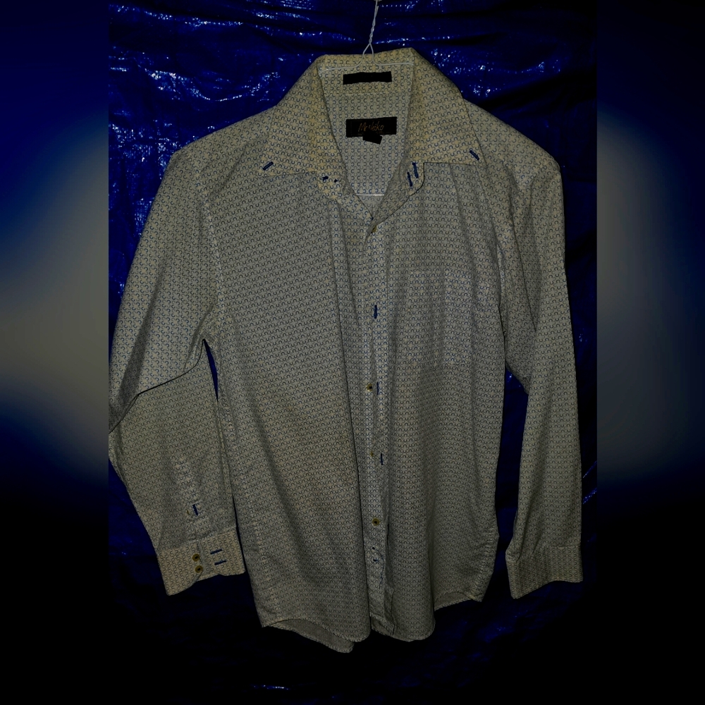 Moshiko Men's White Patterned Shirt - Size: XL